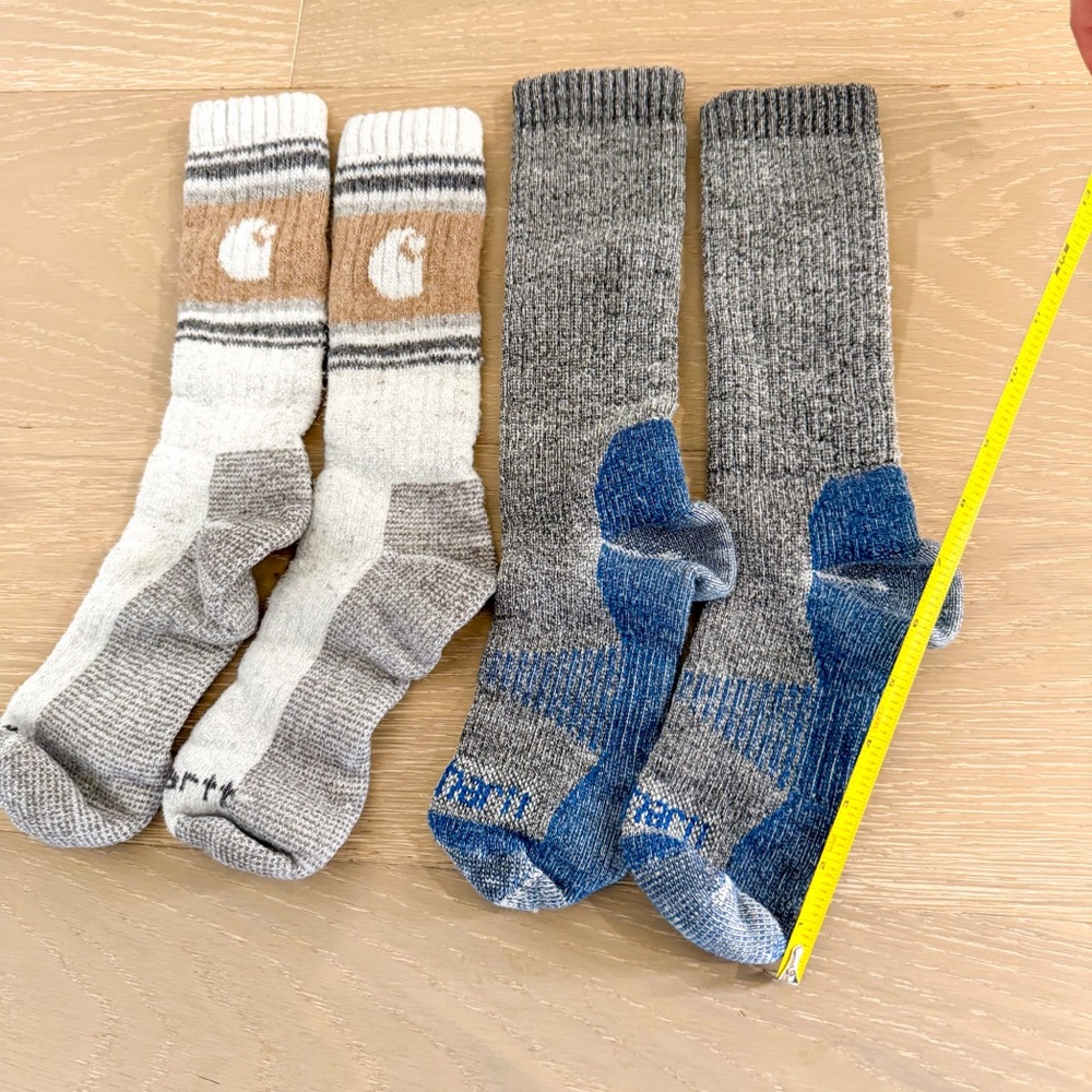Carhartt Set of 2 Men's Crew Socks Wool Brown Grey Blue - Picture 2 of 3